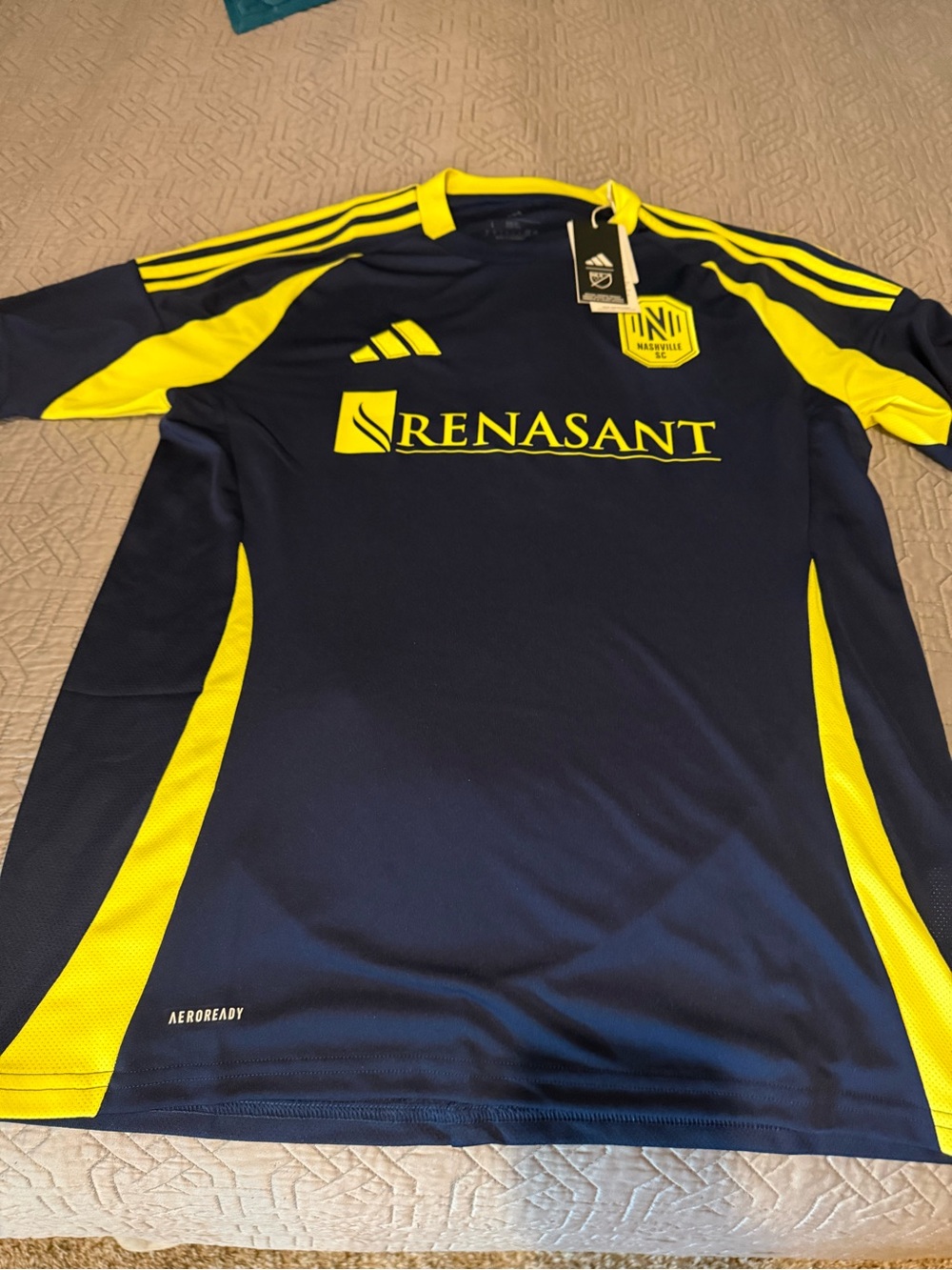 adidas Navy and Yellow Nashville SC Crest Jersey